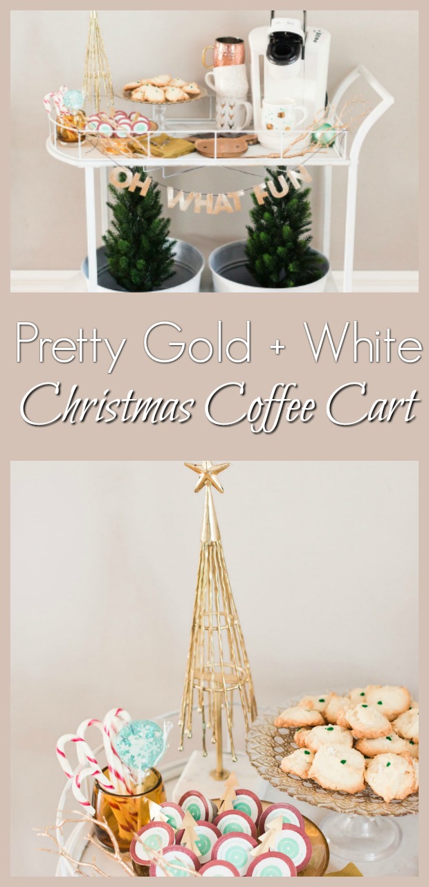 pretty gold and white Christmas Coffee Cart-12