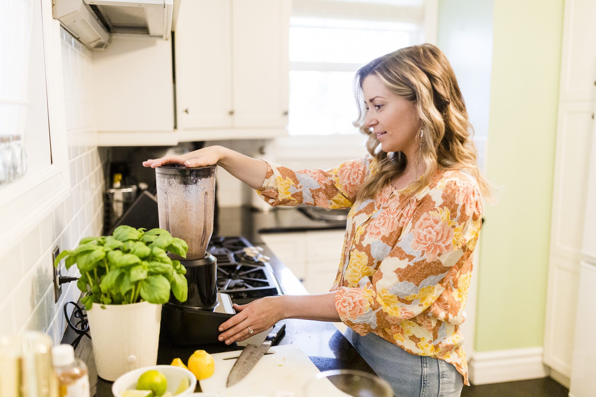 Nectarine Basil Margaritas - Kari Skelton