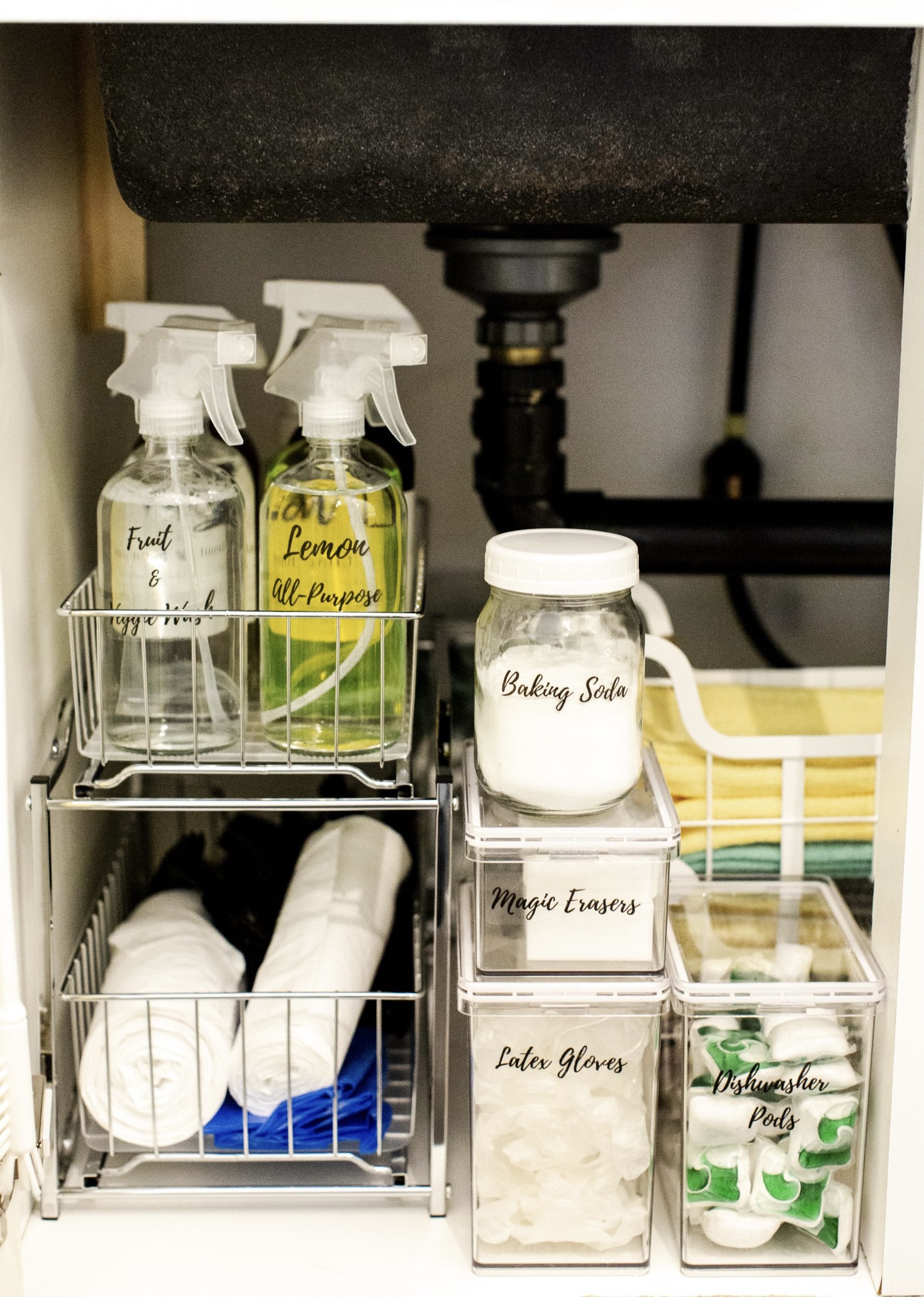 Pretty Organization Under the Kitchen Sink